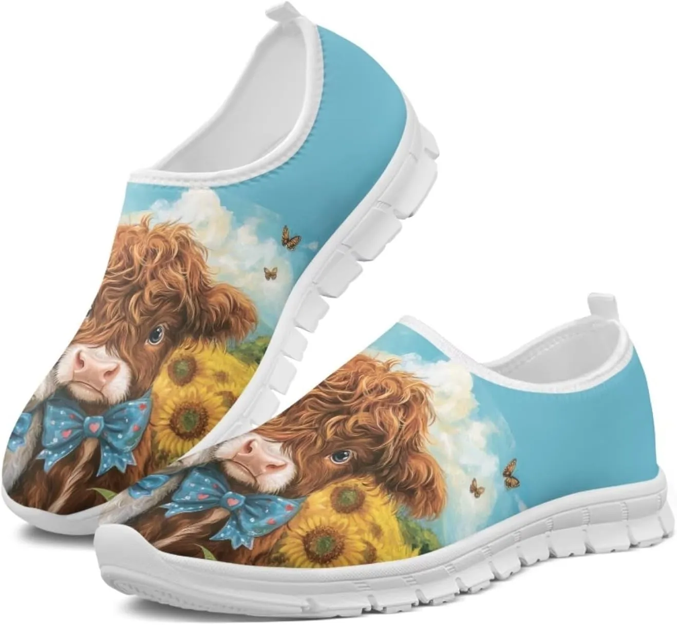 Jeiento Women's Classic Casual Loafers Lovely Highland Cow Slip On Comfort Walking Shoes