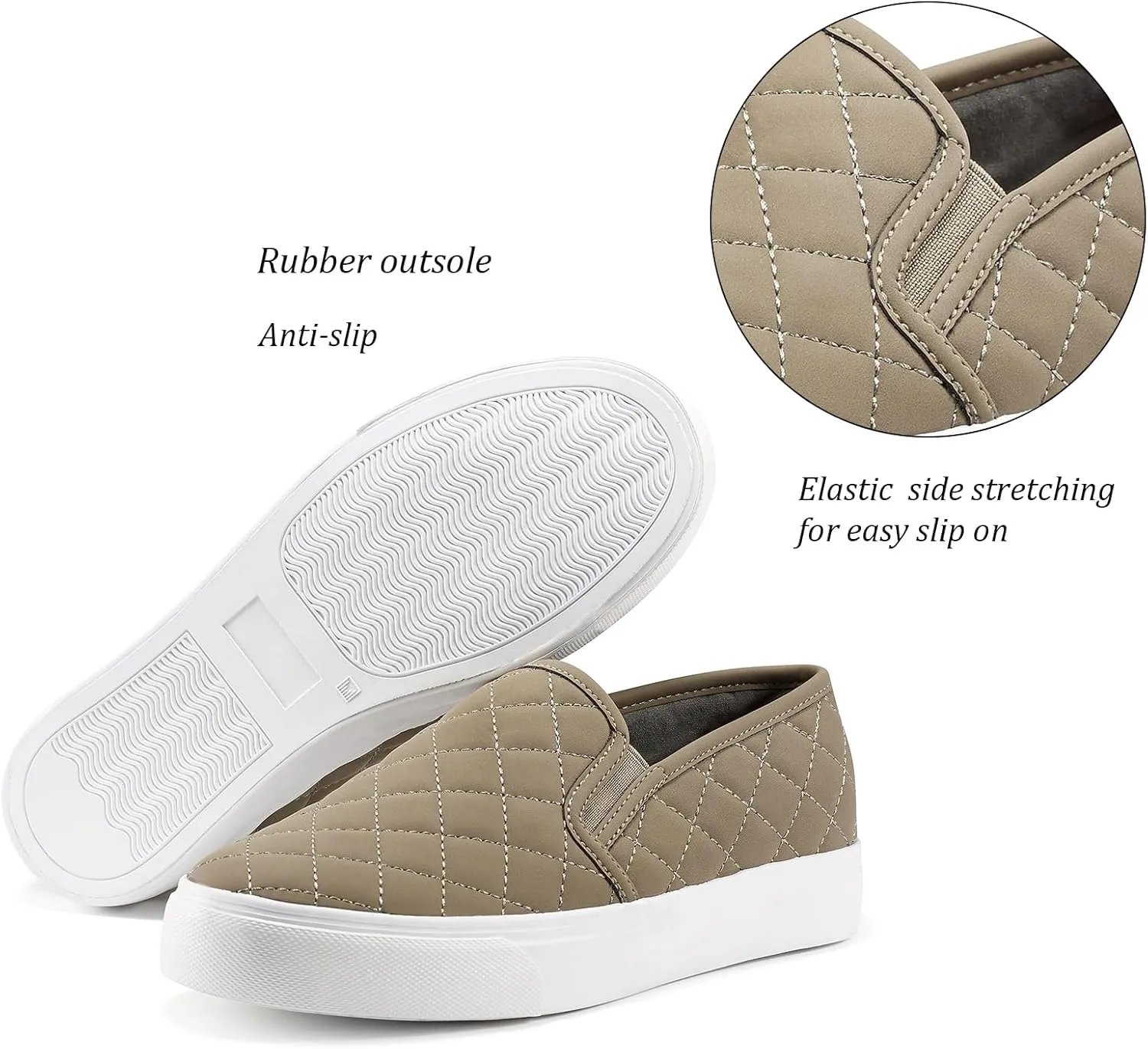 JENN ARDOR Womens Slip On Sneakers Perforated/Quilted Casual Shoes Fashion Walking Flats