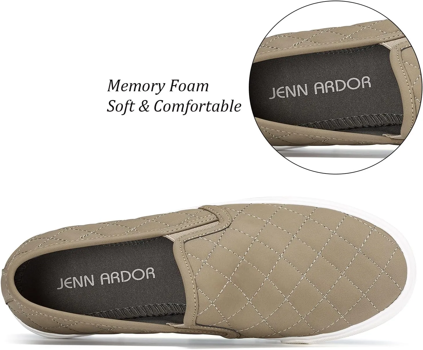 JENN ARDOR Womens Slip On Sneakers Perforated/Quilted Casual Shoes Fashion Walking Flats