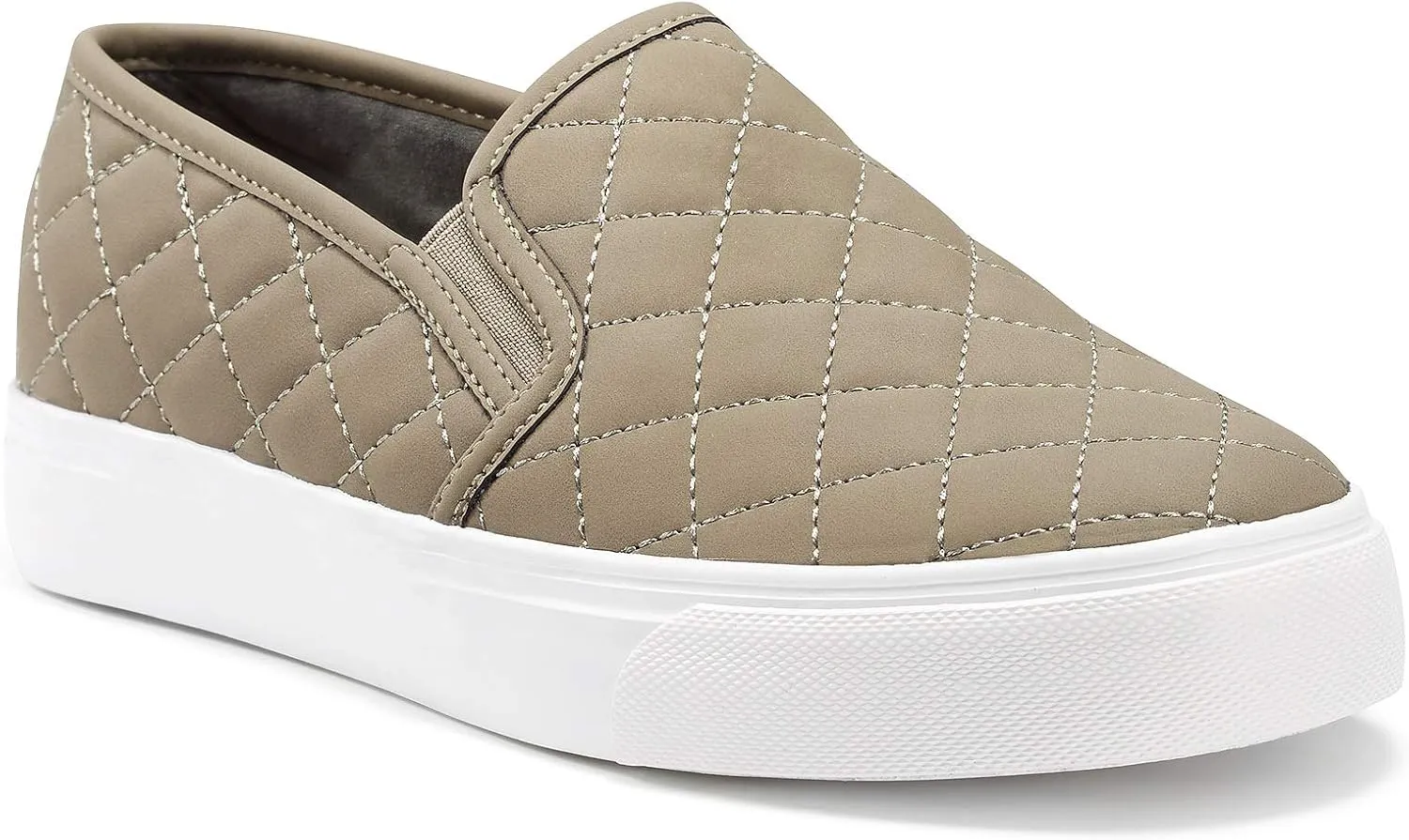 JENN ARDOR Womens Slip On Sneakers Perforated/Quilted Casual Shoes Fashion Walking Flats