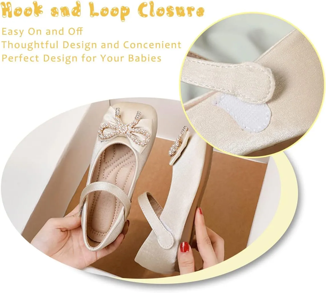 JOEupin Girls Dress Shoes Flower Girl Ballerina Ballet Flats Mary Jane Wedding Party School Shoes for Toddler