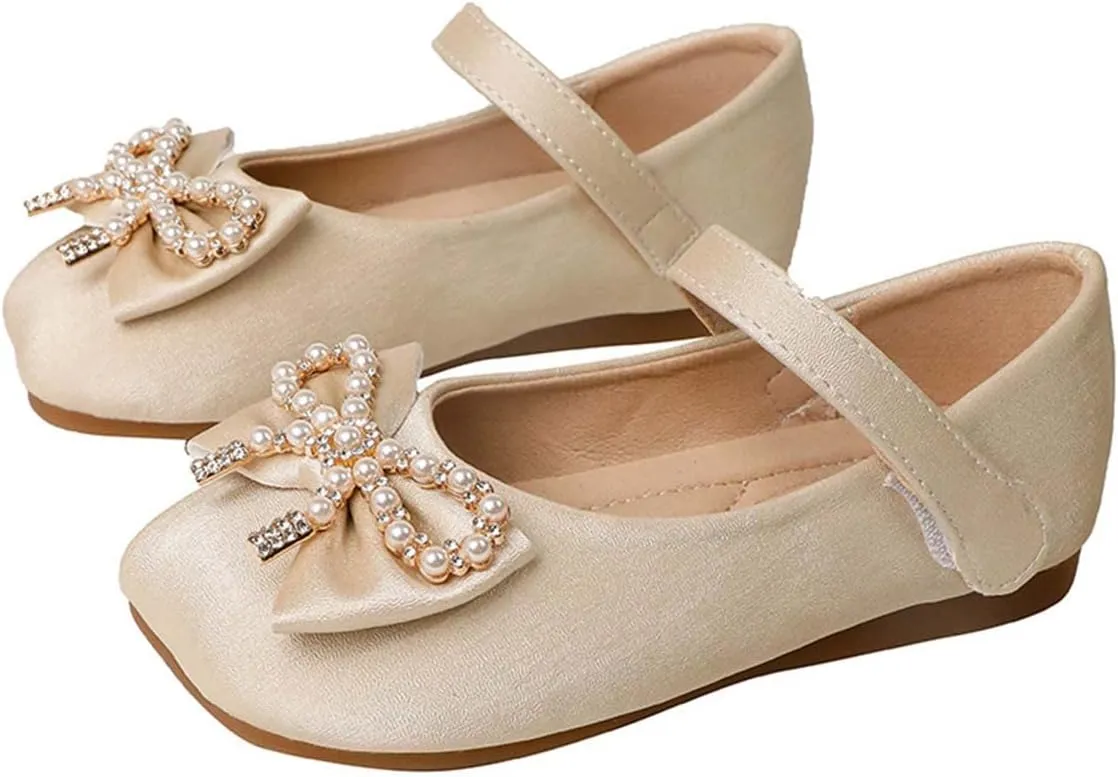 JOEupin Girls Dress Shoes Flower Girl Ballerina Ballet Flats Mary Jane Wedding Party School Shoes for Toddler