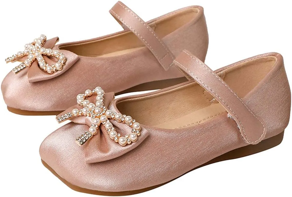 JOEupin Girls Dress Shoes Flower Girl Ballerina Ballet Flats Mary Jane Wedding Party School Shoes for Toddler