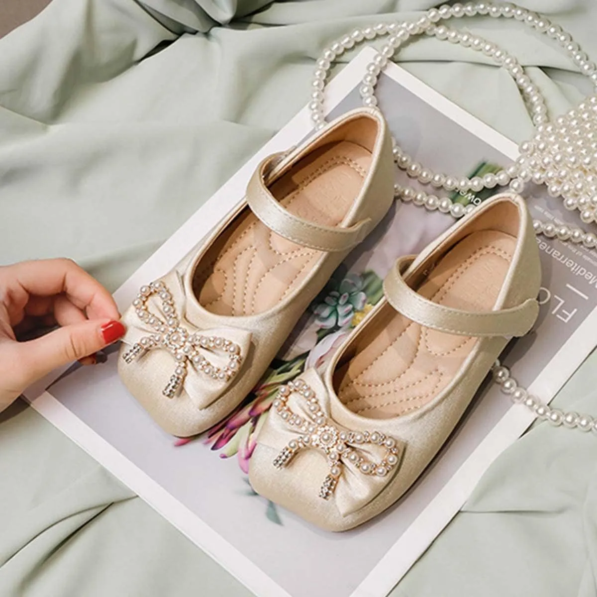JOEupin Girls Dress Shoes Flower Girl Ballerina Ballet Flats Mary Jane Wedding Party School Shoes for Toddler