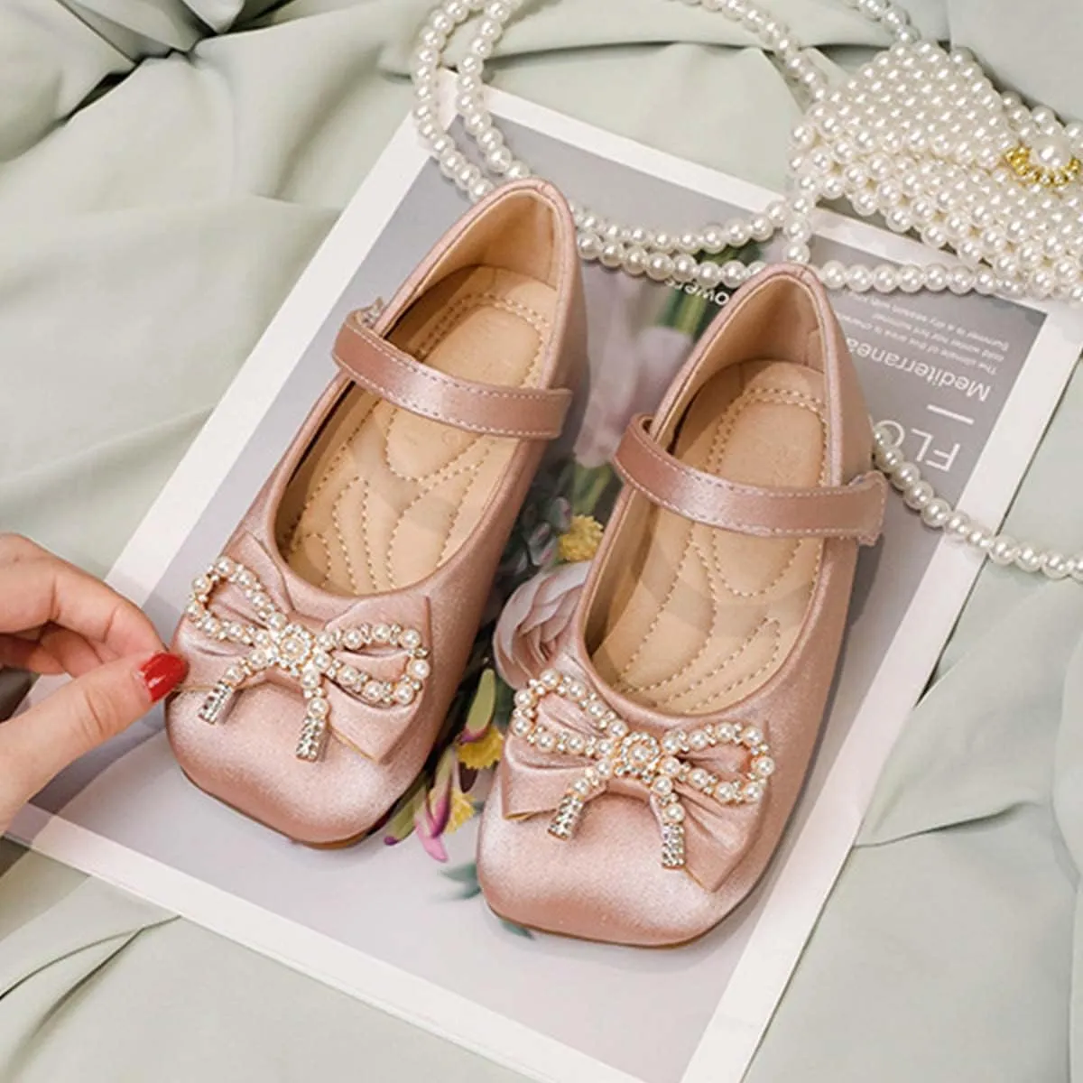 JOEupin Girls Dress Shoes Flower Girl Ballerina Ballet Flats Mary Jane Wedding Party School Shoes for Toddler