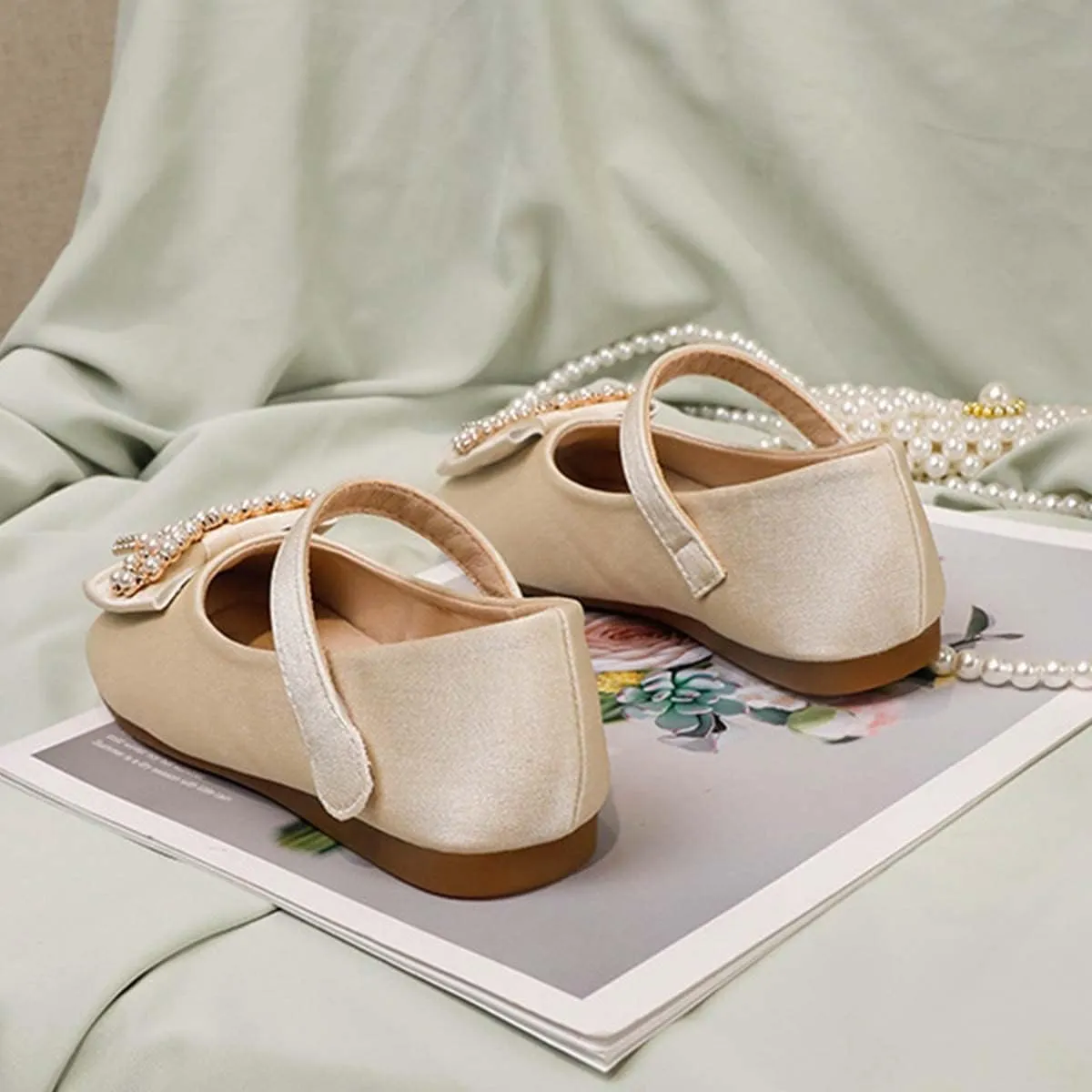 JOEupin Girls Dress Shoes Flower Girl Ballerina Ballet Flats Mary Jane Wedding Party School Shoes for Toddler