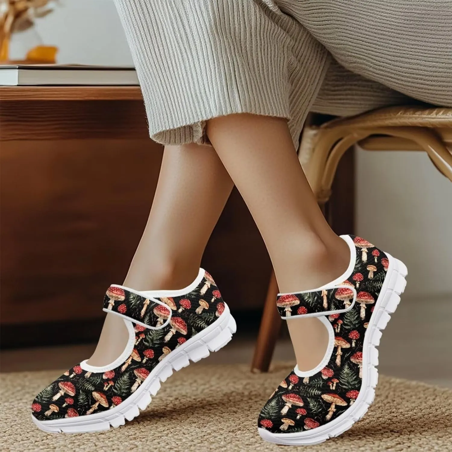 JoyLamoria Sloth Travel Mary Jane Low Top Party Sneakers Womens Adjustable Walking Shoes Indoor Outdoor Home Slippers