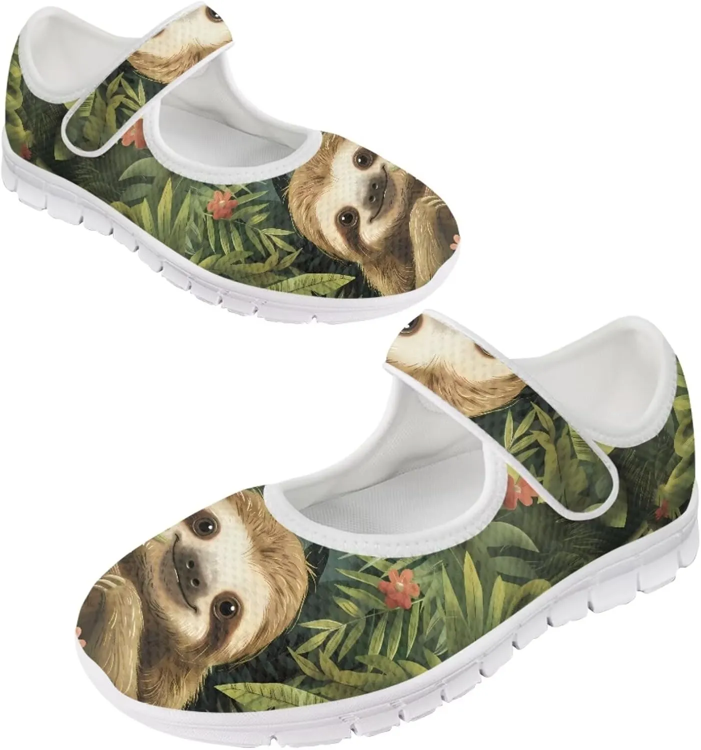 JoyLamoria Sloth Travel Mary Jane Low Top Party Sneakers Womens Adjustable Walking Shoes Indoor Outdoor Home Slippers