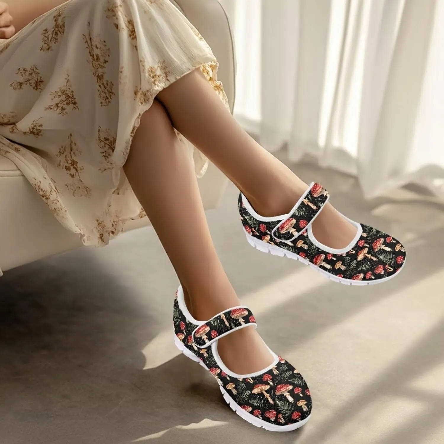 JoyLamoria Sloth Travel Mary Jane Low Top Party Sneakers Womens Adjustable Walking Shoes Indoor Outdoor Home Slippers