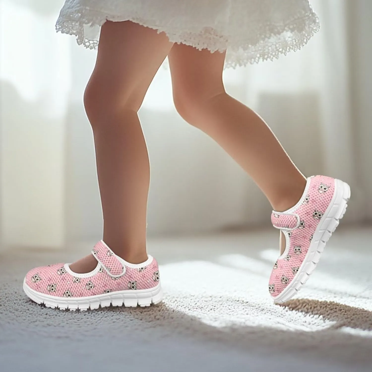 JoyLamoria White Cow Print Toddler Girls Mary Jane Shoes Girls Cute Ballet Dress Shoes School Uniform Flats Sneakers for Kids