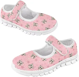 JoyLamoria White Cow Print Toddler Girls Mary Jane Shoes Girls Cute Ballet Dress Shoes School Uniform Flats Sneakers for Kids