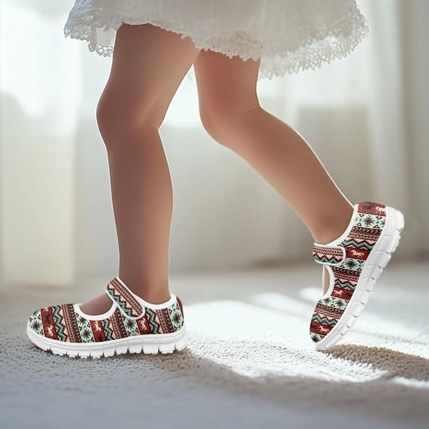 JoyLamoria White Cow Print Toddler Girls Mary Jane Shoes Girls Cute Ballet Dress Shoes School Uniform Flats Sneakers for Kids