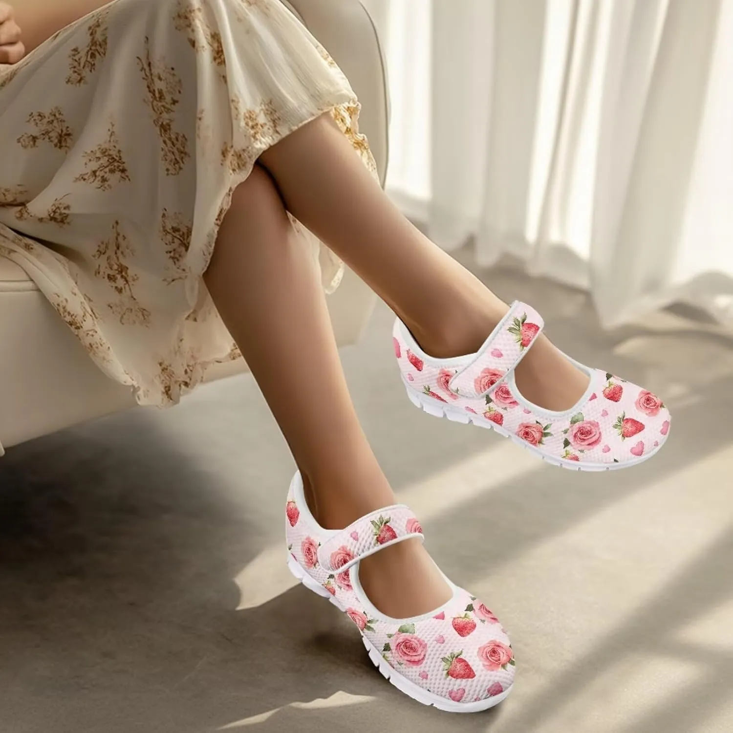 JoyLamoria Womens Comfort Flats Cute Mary Jane Shoes Colorful Dachshund Printed Walking Shoes Ultra Light Wide Fashion Sneakers