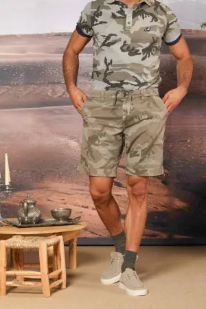 Khinos M74 bermuda chino uomo in cotone con stampa camouflage bianca relaxed fit