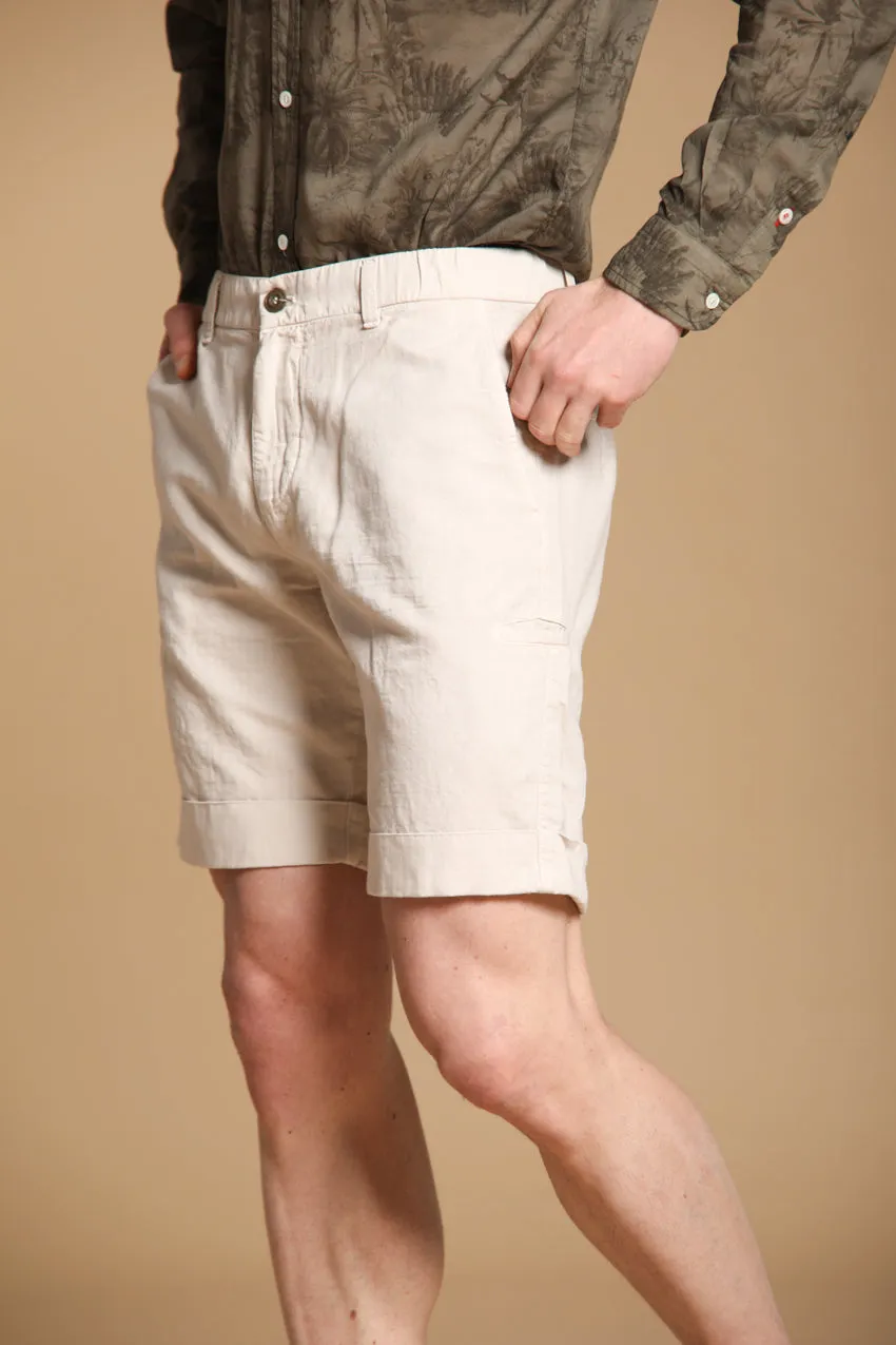 Khinos M74 bermuda chino uomo in misto cotone e canapa a resca relaxed fit