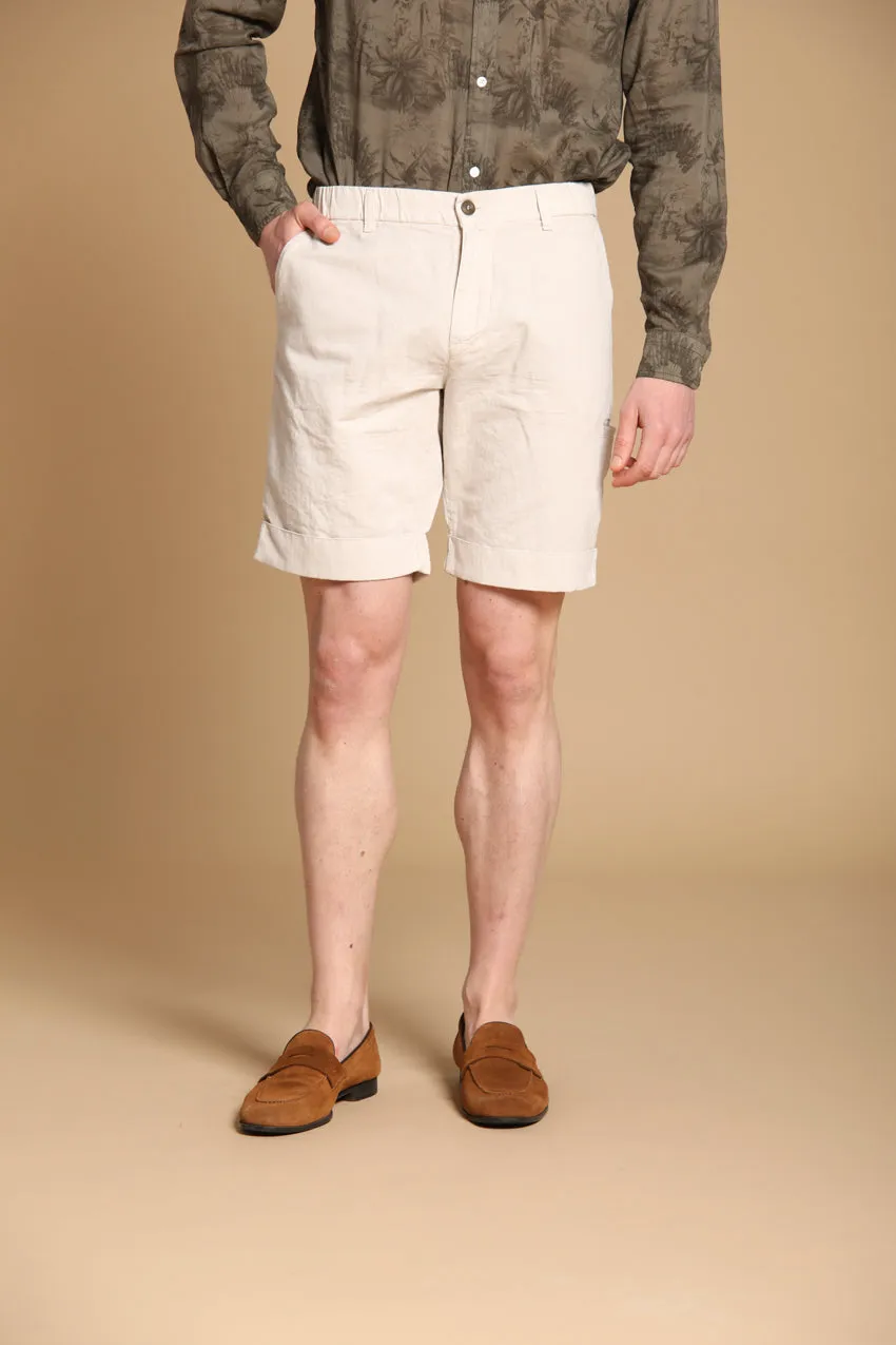 Khinos M74 bermuda chino uomo in misto cotone e canapa a resca relaxed fit