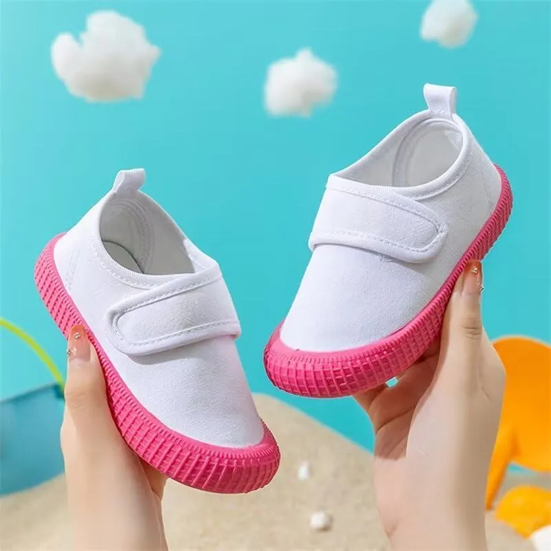 Kids Boy Girl White Fashion Canvas Shoes for School Walking Running Travel