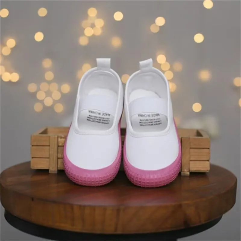 Kids Boy Girl White Fashion Canvas Shoes for School Walking Running Travel