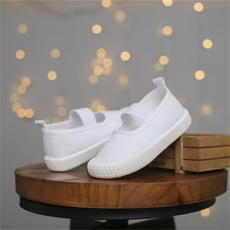 Kids Boy Girl White Fashion Canvas Shoes for School Walking Running Travel