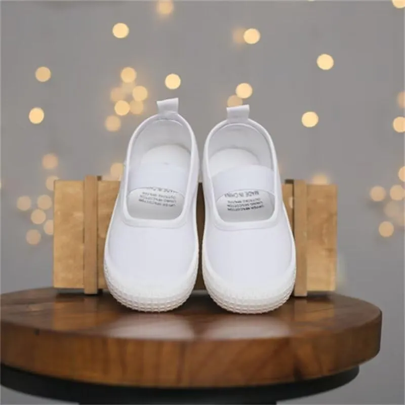 Kids Boy Girl White Fashion Canvas Shoes for School Walking Running Travel