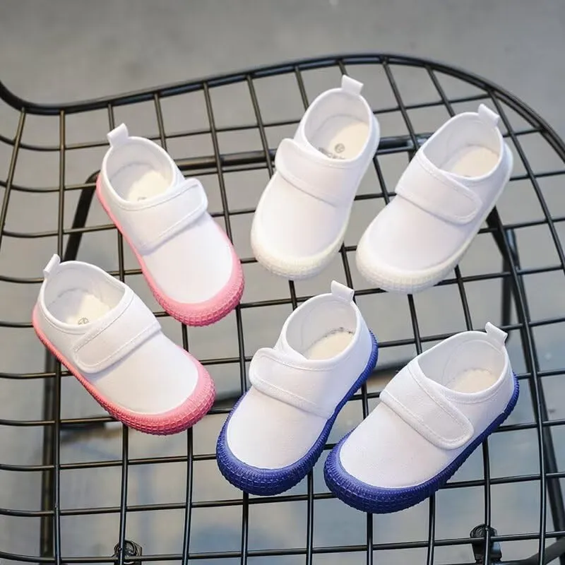 Kids Boy Girl White Fashion Canvas Shoes for School Walking Running Travel