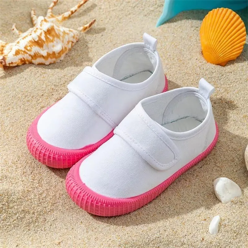 Kids Boy Girl White Fashion Canvas Shoes for School Walking Running Travel
