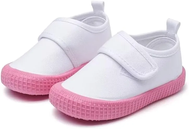 Kids Boy Girl White Fashion Canvas Shoes for School Walking Running Travel