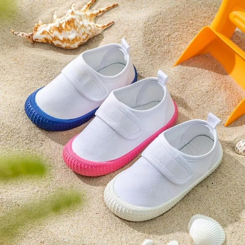 Kids Boy Girl White Fashion Canvas Shoes for School Walking Running Travel