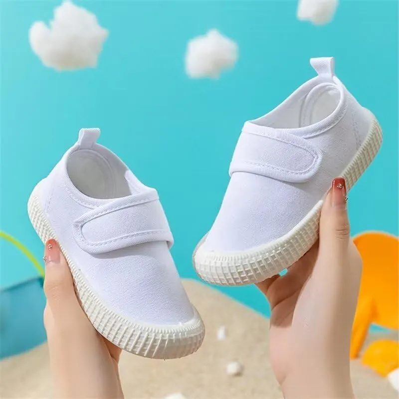 Kids Boy Girl White Fashion Canvas Shoes for School Walking Running Travel