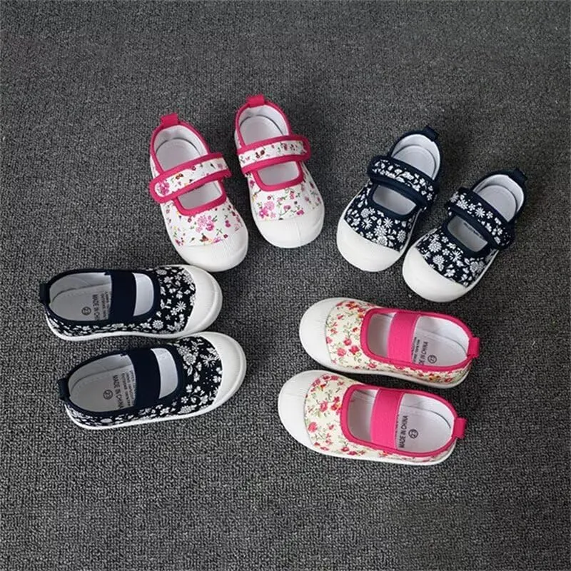 Kids Girl Fashion Flower Canvas Shoes for School Walking Running Travel