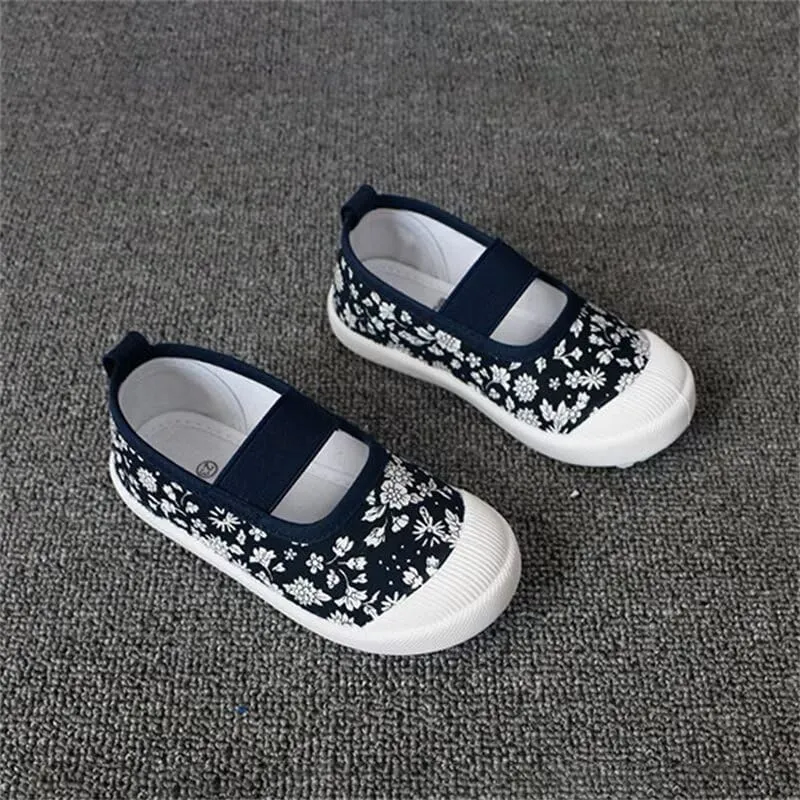 Kids Girl Fashion Flower Canvas Shoes for School Walking Running Travel