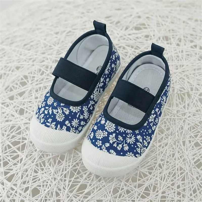 Kids Girl Fashion Flower Canvas Shoes for School Walking Running Travel