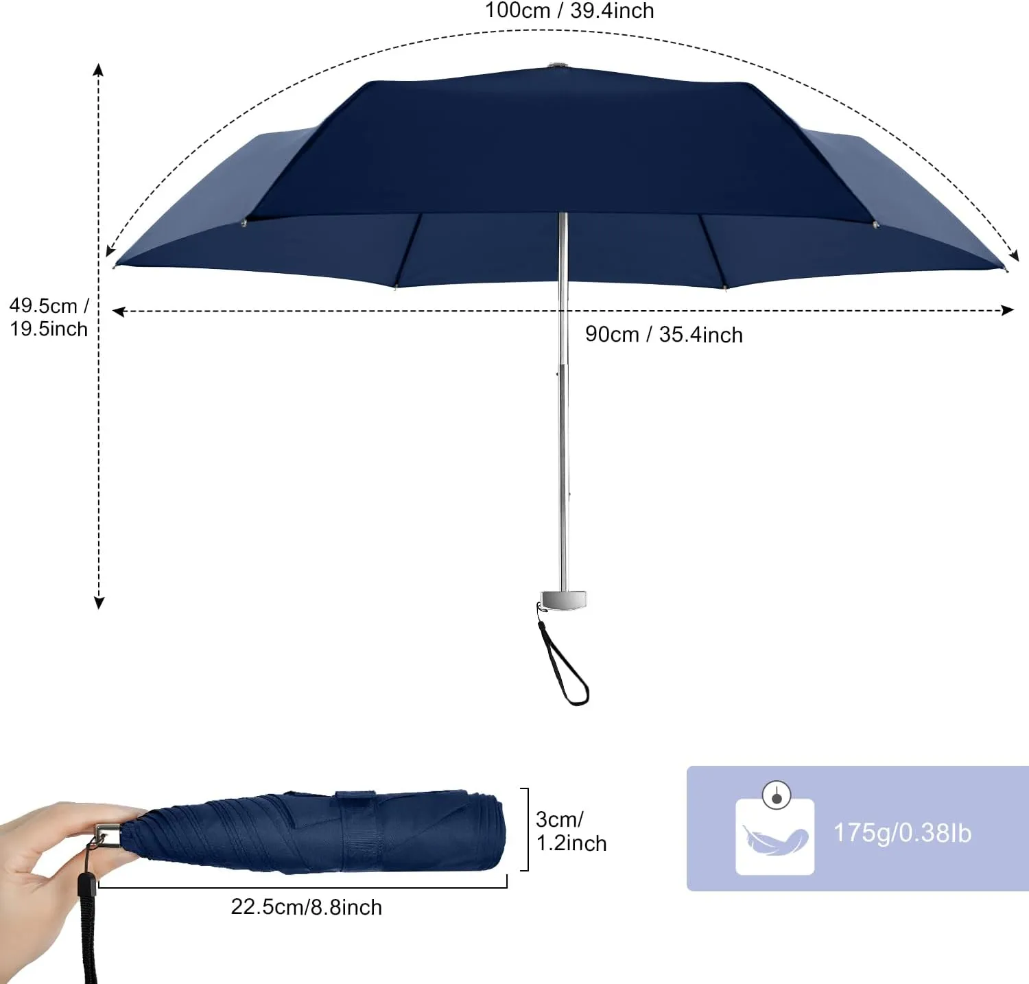 Lejorain Mini Travel for lightweight Umbrella - Small Cute Purse Umbrellas Rain Compact Lightweight Windproof Sun Women Paraguas