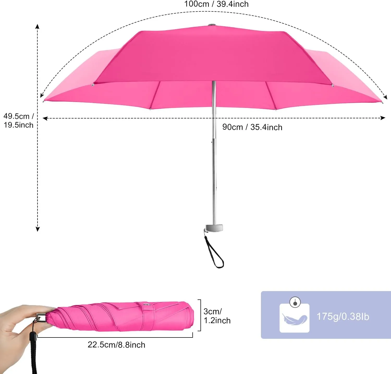Lejorain Mini Travel for lightweight Umbrella - Small Cute Purse Umbrellas Rain Compact Lightweight Windproof Sun Women Paraguas