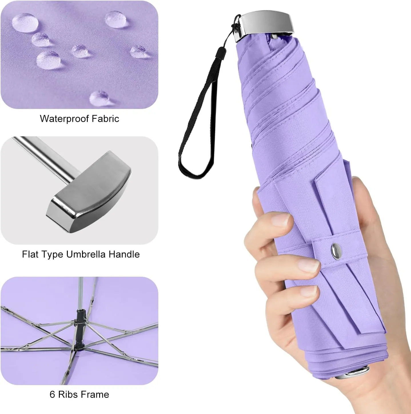 Lejorain Mini Travel for lightweight Umbrella - Small Cute Purse Umbrellas Rain Compact Lightweight Windproof Sun Women Paraguas