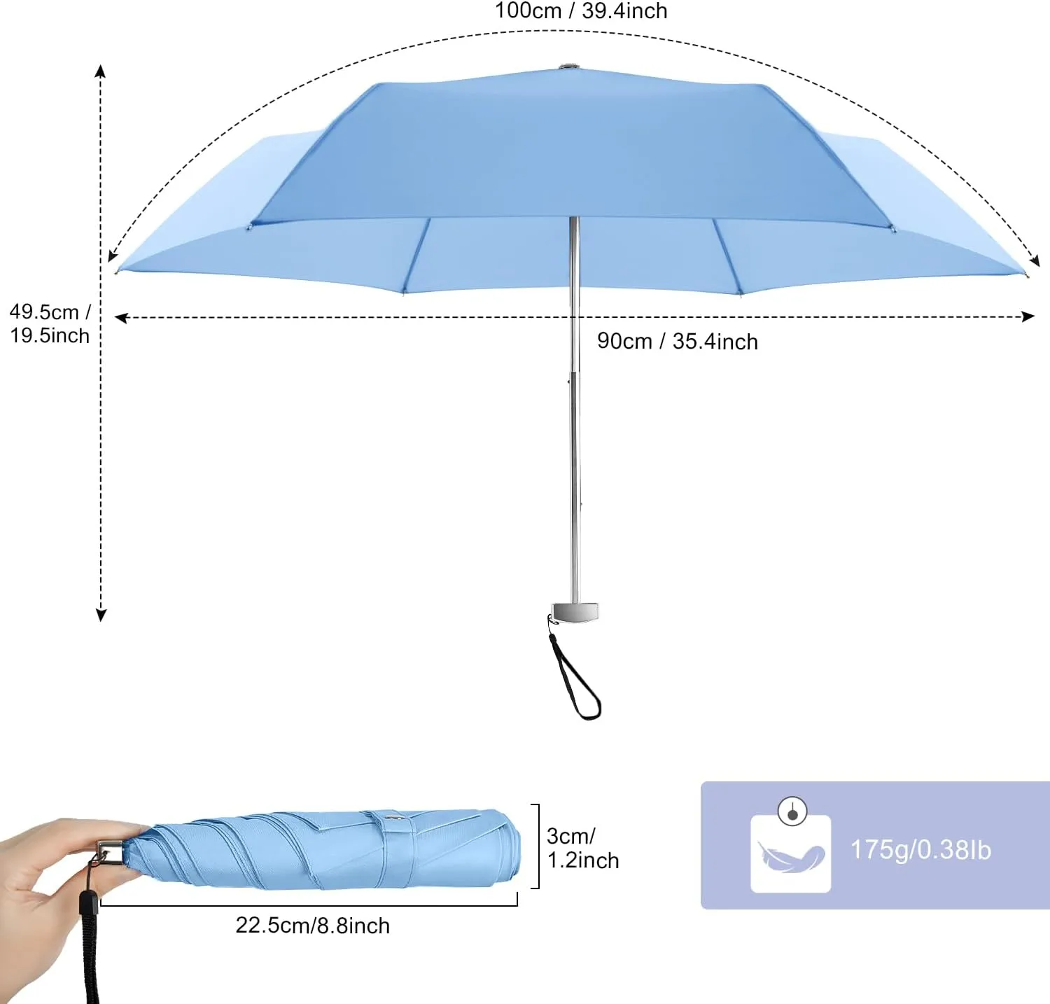 Lejorain Mini Travel for lightweight Umbrella - Small Cute Purse Umbrellas Rain Compact Lightweight Windproof Sun Women Paraguas