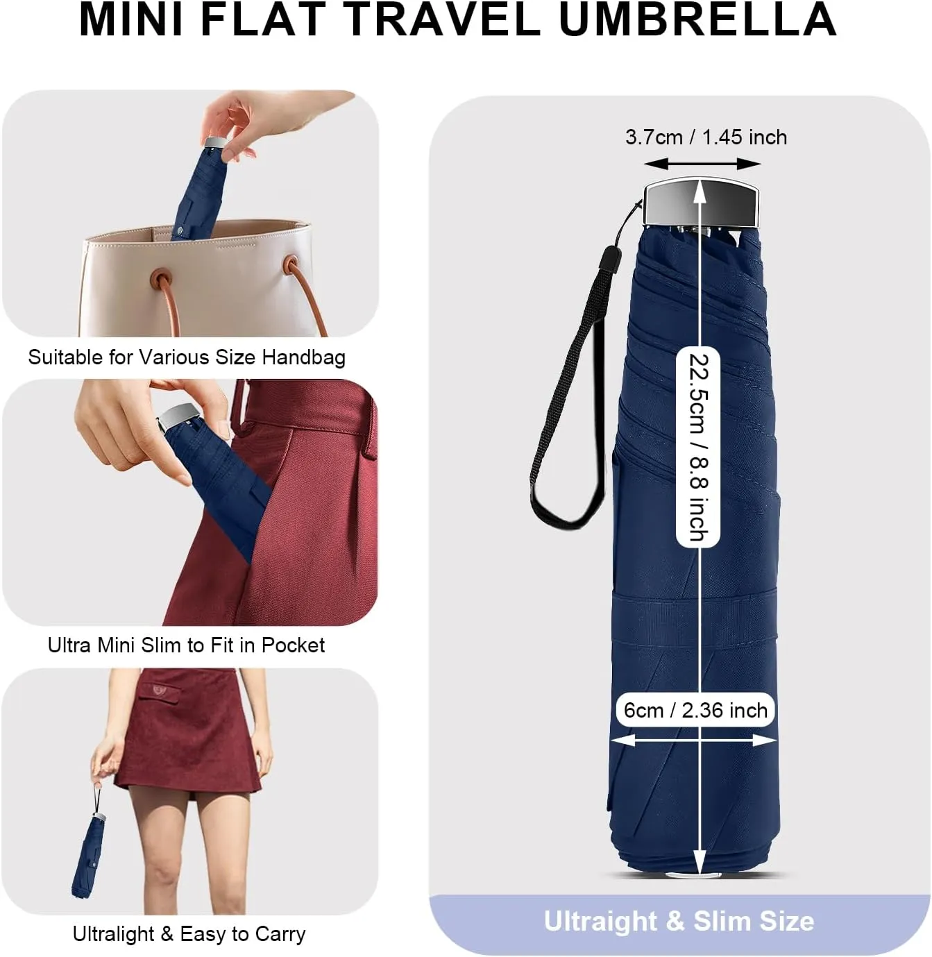 Lejorain Mini Travel for lightweight Umbrella - Small Cute Purse Umbrellas Rain Compact Lightweight Windproof Sun Women Paraguas