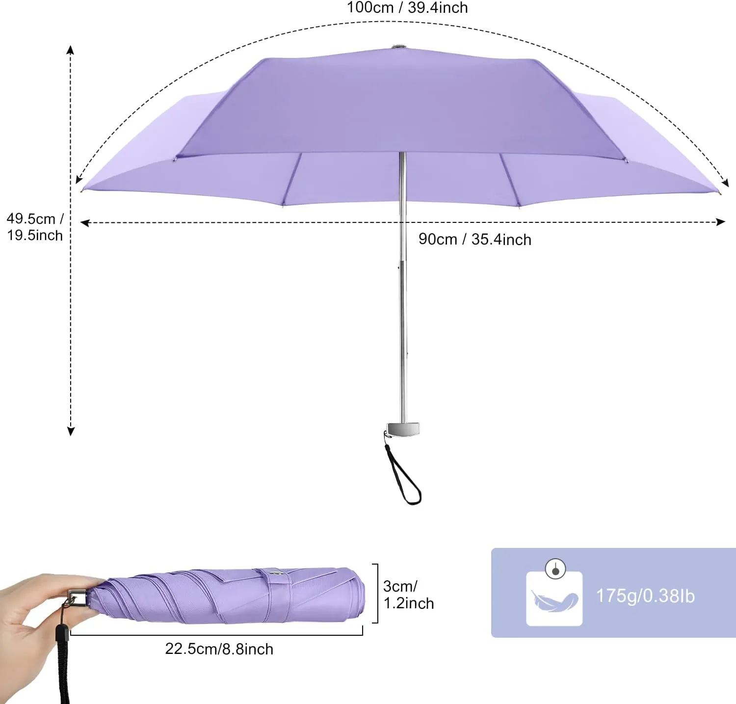 Lejorain Mini Travel for lightweight Umbrella - Small Cute Purse Umbrellas Rain Compact Lightweight Windproof Sun Women Paraguas