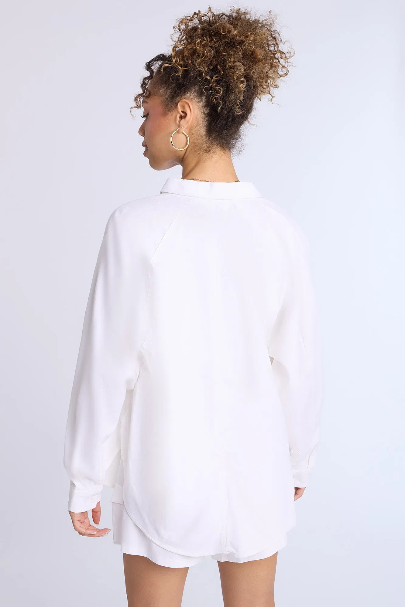 Linen-Blend Oversized Button-Up Shirt