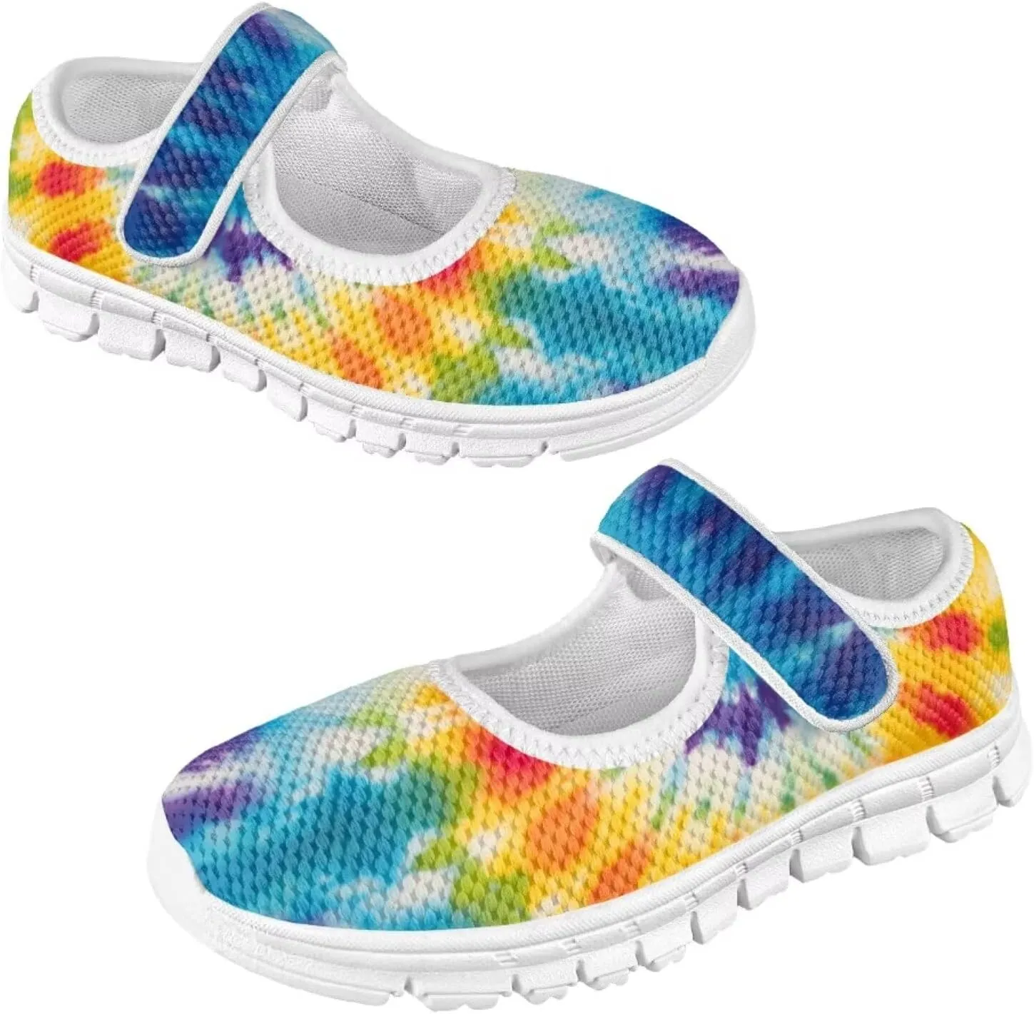 Little Girls Tie Dye Rainbow Mary Janes Shoes Ballet Flats Dress Shoe School Party Walking Shoes