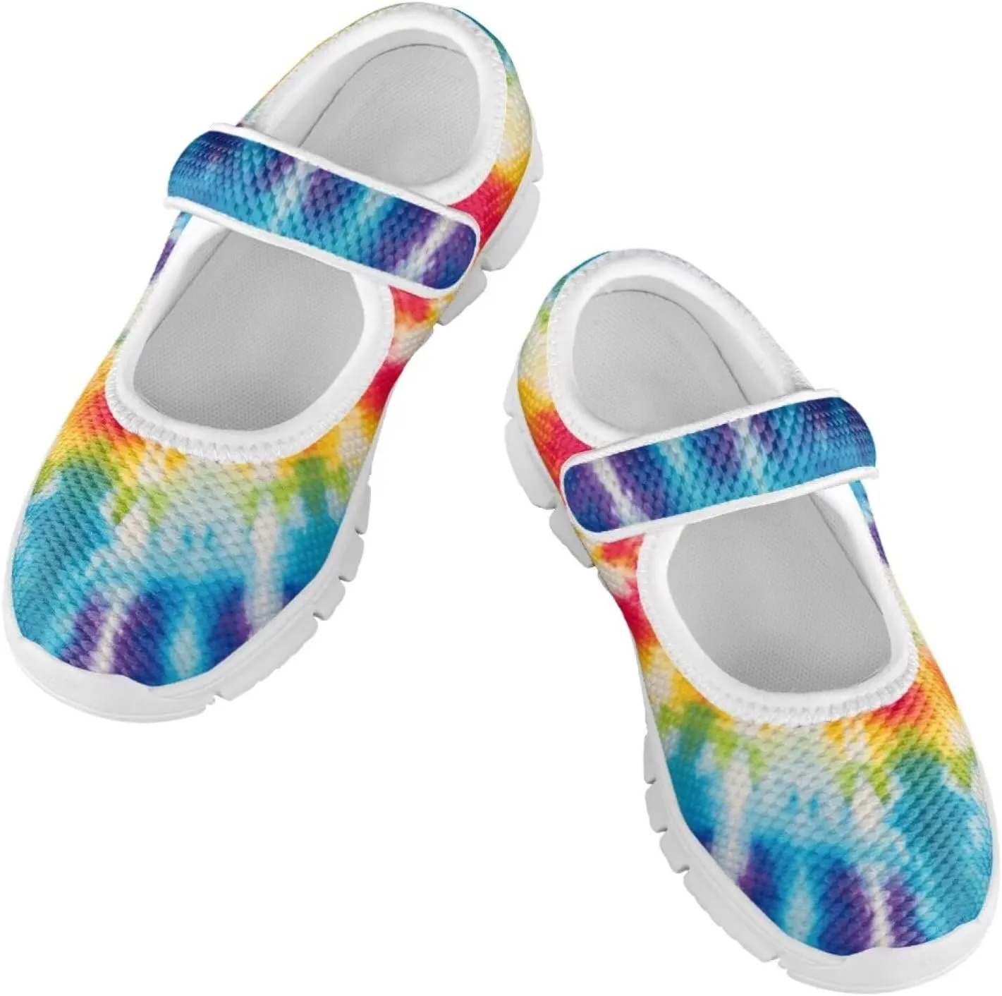 Little Girls Tie Dye Rainbow Mary Janes Shoes Ballet Flats Dress Shoe School Party Walking Shoes