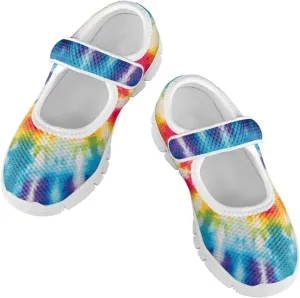 Little Girls Tie Dye Rainbow Mary Janes Shoes Ballet Flats Dress Shoe School Party Walking Shoes
