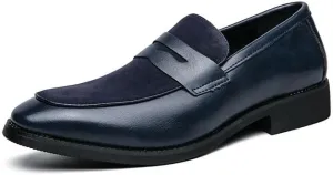 Loafers for Men Round Toe Patchwork Vegan Leather Penny Loafer Slip Resistant Comfortable Flat Heel Wedding Prom Slip-on