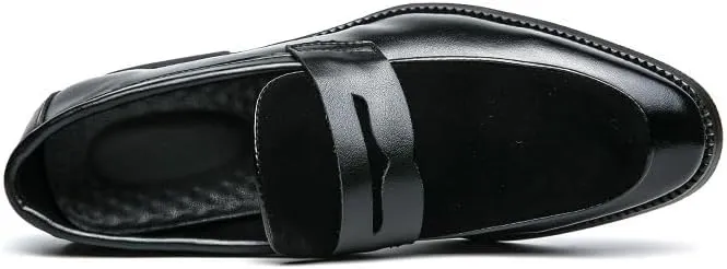 Loafers for Men Round Toe Patchwork Vegan Leather Penny Loafer Slip Resistant Comfortable Flat Heel Wedding Prom Slip-on