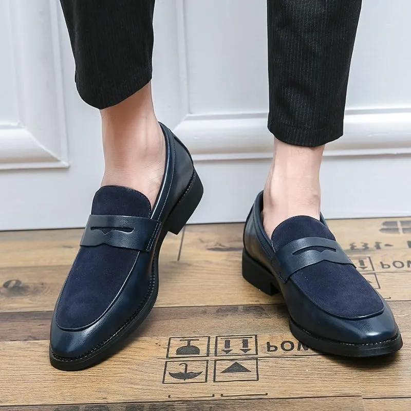 Loafers for Men Round Toe Patchwork Vegan Leather Penny Loafer Slip Resistant Comfortable Flat Heel Wedding Prom Slip-on