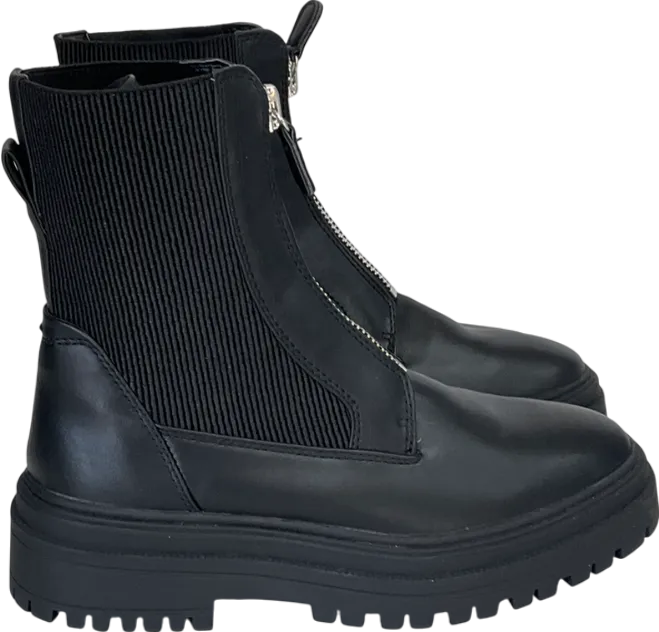 M&S Black Chelsea Chunky Flatform Ankle Boots UK 6 EU 39 
