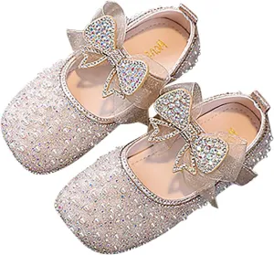 Mary Jane Shoes for Girls Sparkle Glitter Ballerina Flats Wedding Flower Bridesmaids Princess Shoes for Kids Toddler