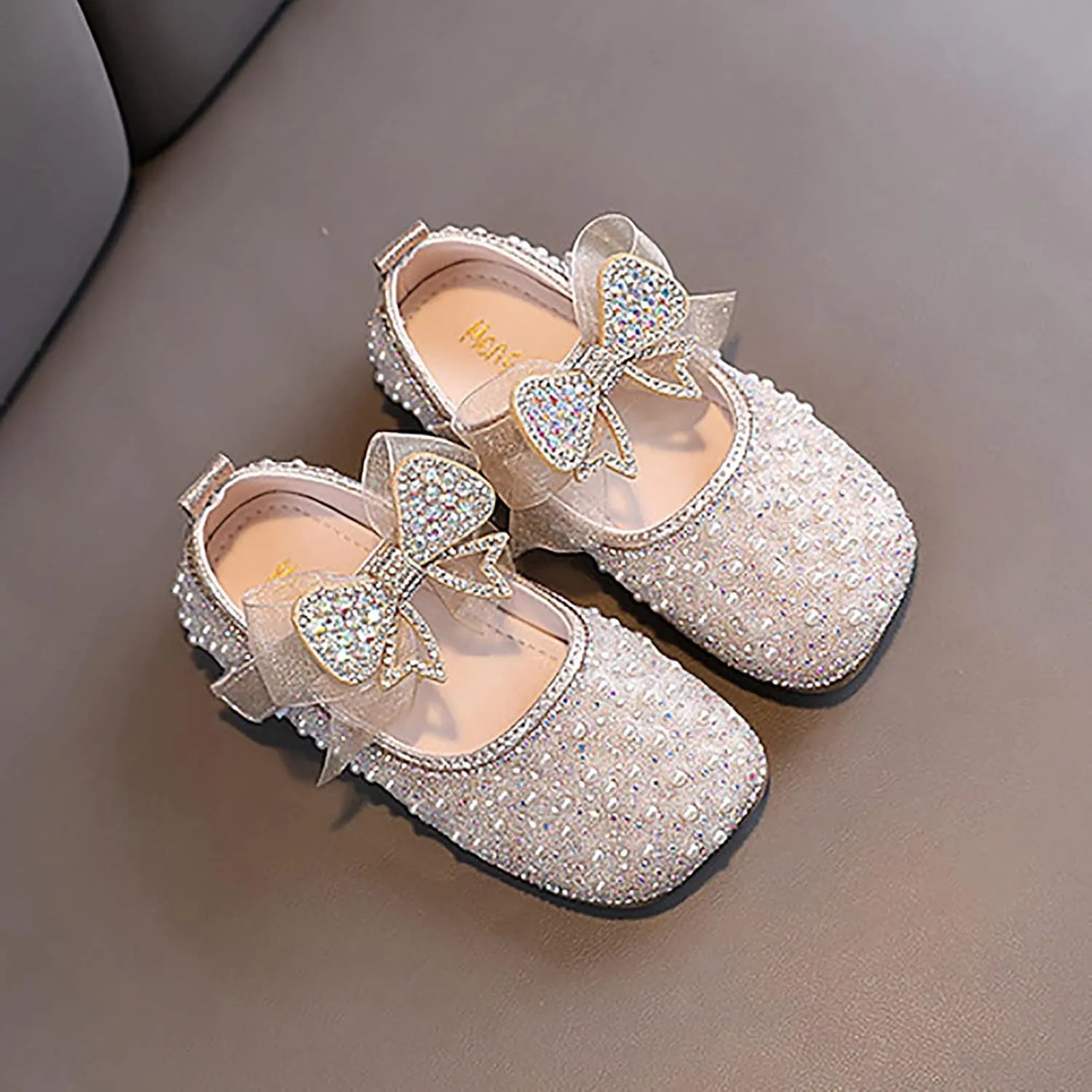 Mary Jane Shoes for Girls Sparkle Glitter Ballerina Flats Wedding Flower Bridesmaids Princess Shoes for Kids Toddler