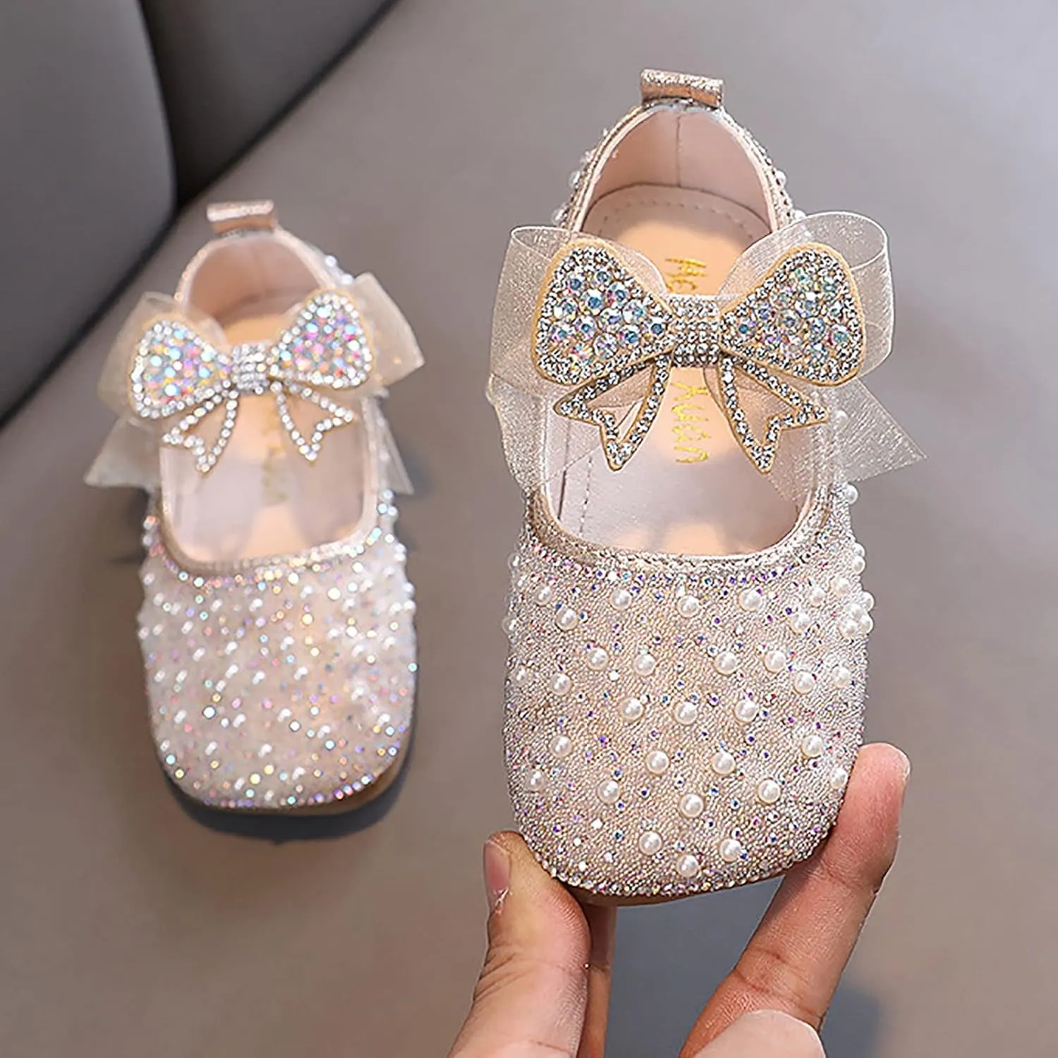 Mary Jane Shoes for Girls Sparkle Glitter Ballerina Flats Wedding Flower Bridesmaids Princess Shoes for Kids Toddler