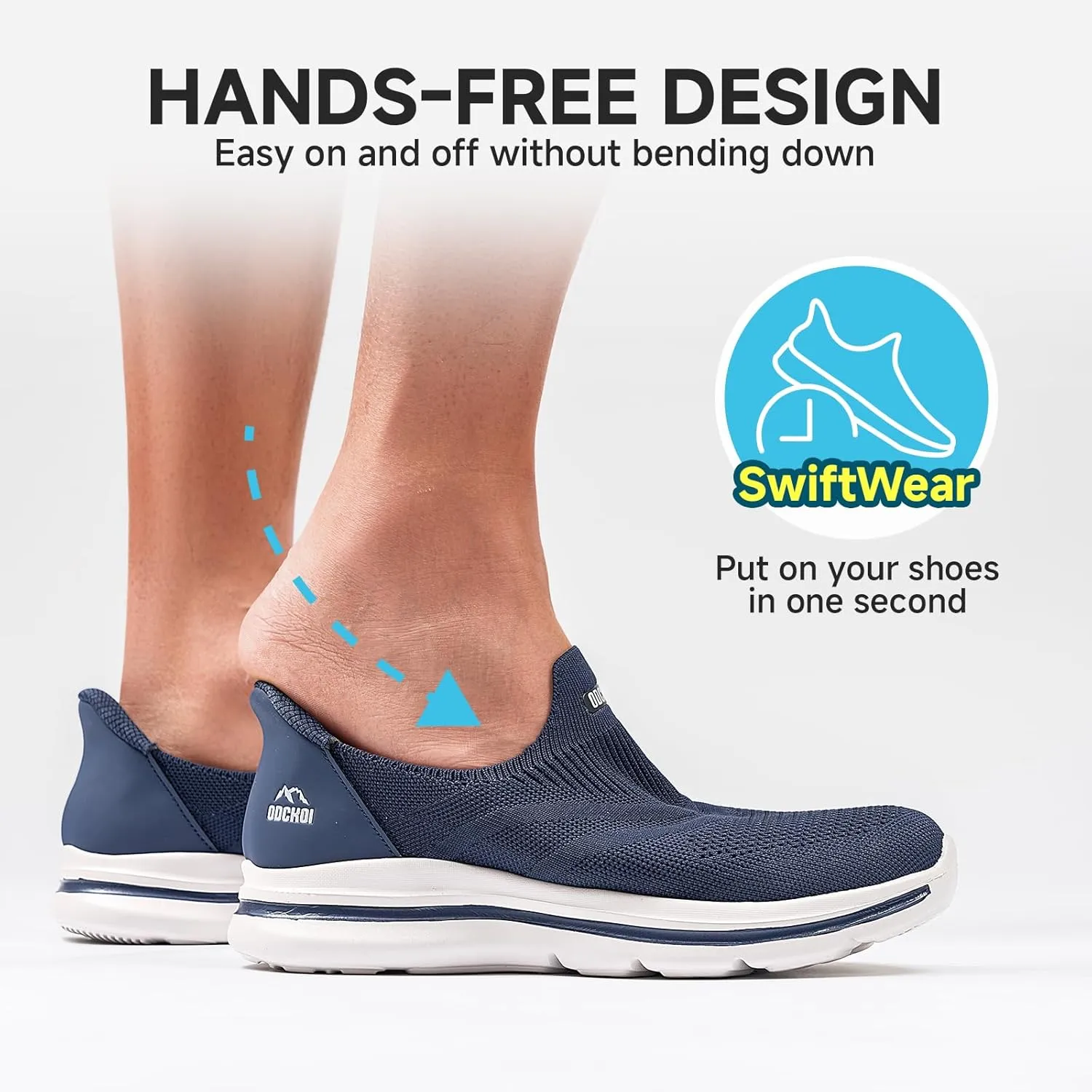 Men's Hands-Free Slip On Sneakers | Laceless Walking Shoes for Gym/Travel/Office